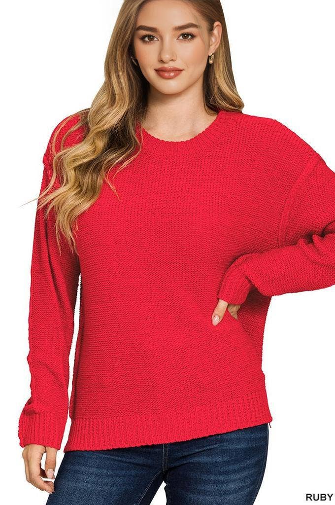 1016 Exposed Seam Round Neck Sweater SI-28188