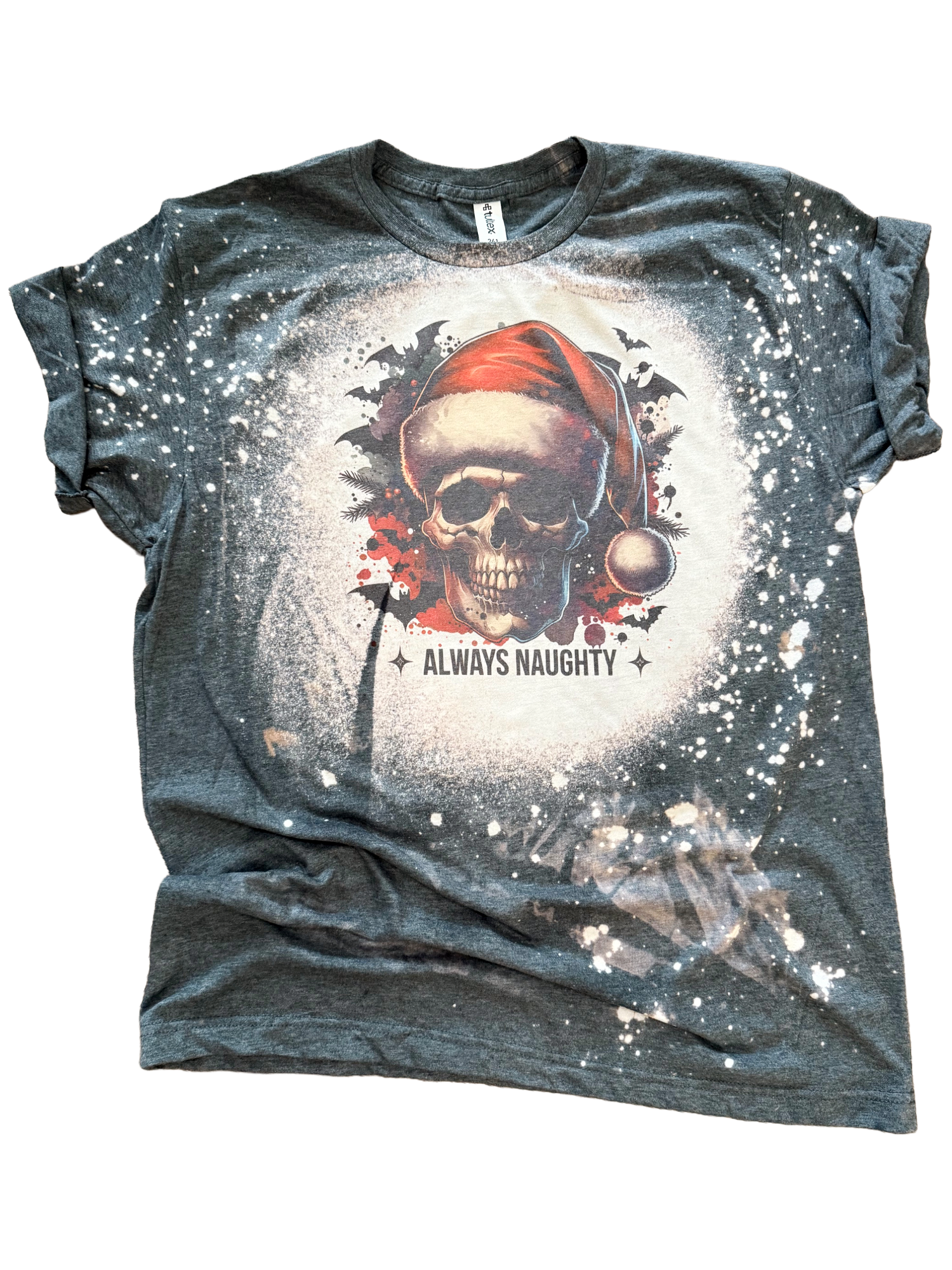 Always Naughty Gothic Christmas Bleached Tee