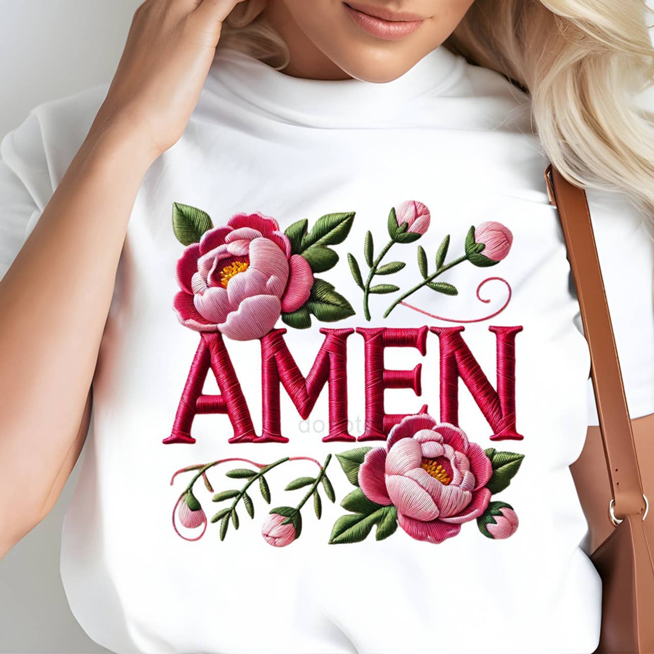 Amen Floral Faux Embroidery Tee