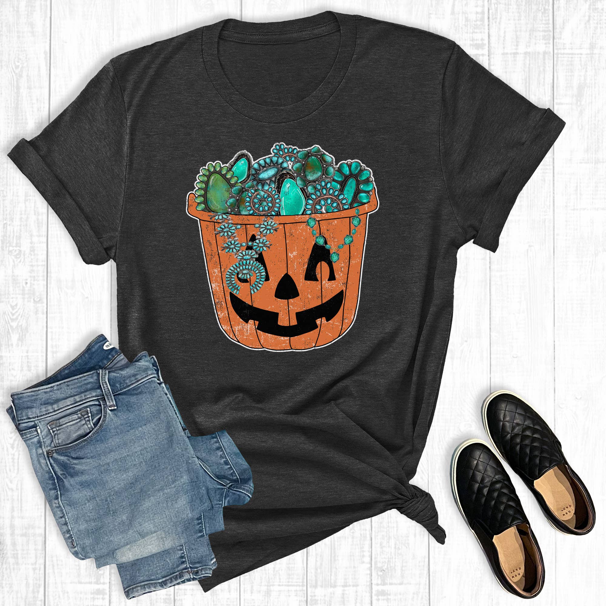 Western Turquoise Pumpkin Bucket Graphic Tee