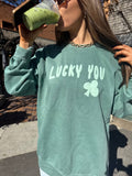 St. Patrick's Day Lucky You Puff Ink Green Cc Sweatshirt