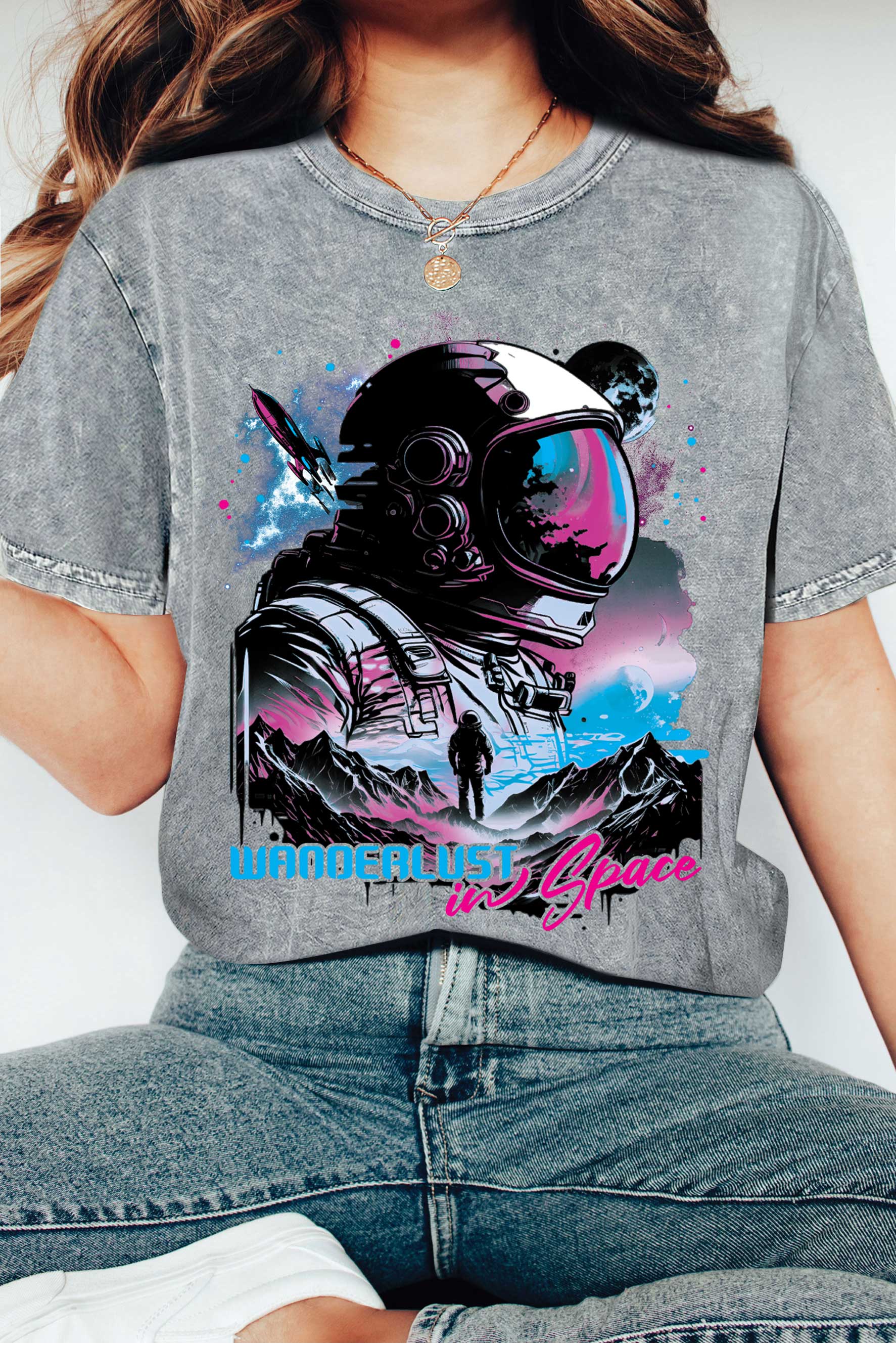 Wanderlust in Space Mineral Graphic Tshirts