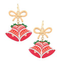Christmas Bell with Bow Hook Earrings