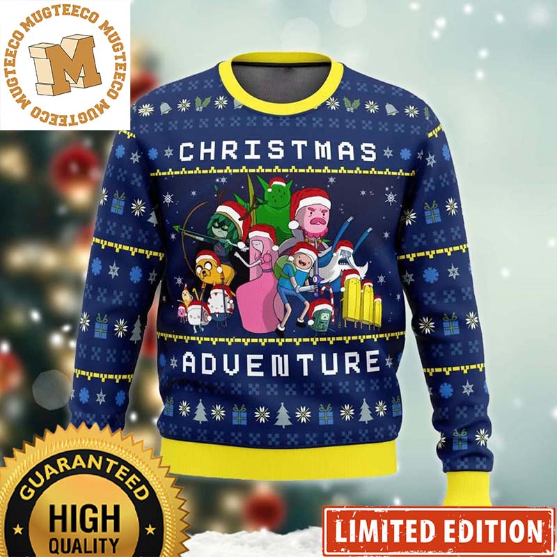 Adventure Time Characters Christmas Adventure Cute Blue And Yellow Christmas Ugly Sweater