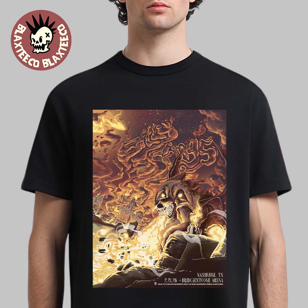 Billy Strings Nashville Tennessee 2026 Bridgestone Arena Night 2 Poster On February 21 2026 Art By Railey Bace Prints T-Shirt