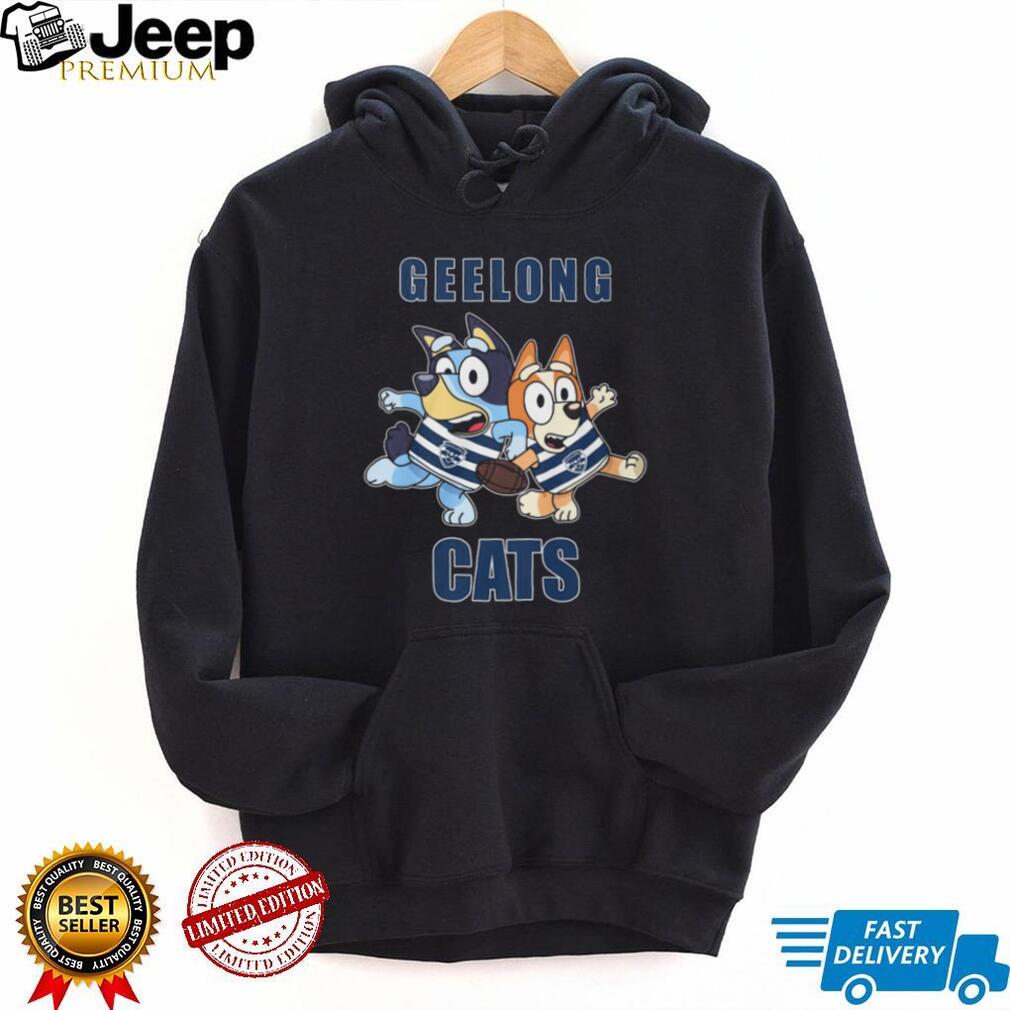 Bluey and Bingo Geelong Cats AFL Mascot Graphic T Shirt