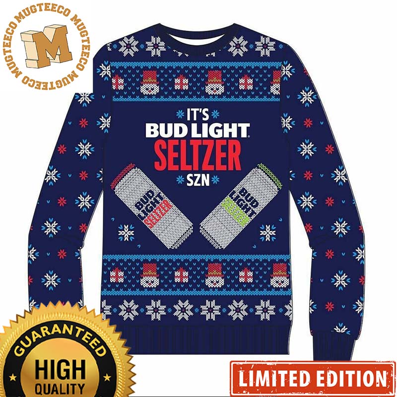 Bud Light It’s Bud Light Seltzer SZN Promo Navy Chritsmas Holiday Ugly Sweater