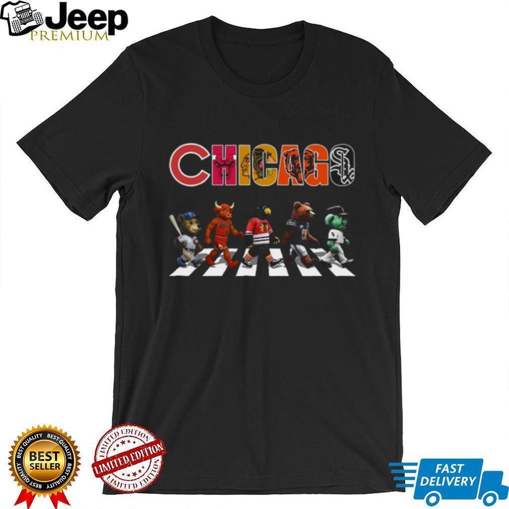 Chicago Sports Mascots Abbey Road Crossing Parody T Shirt