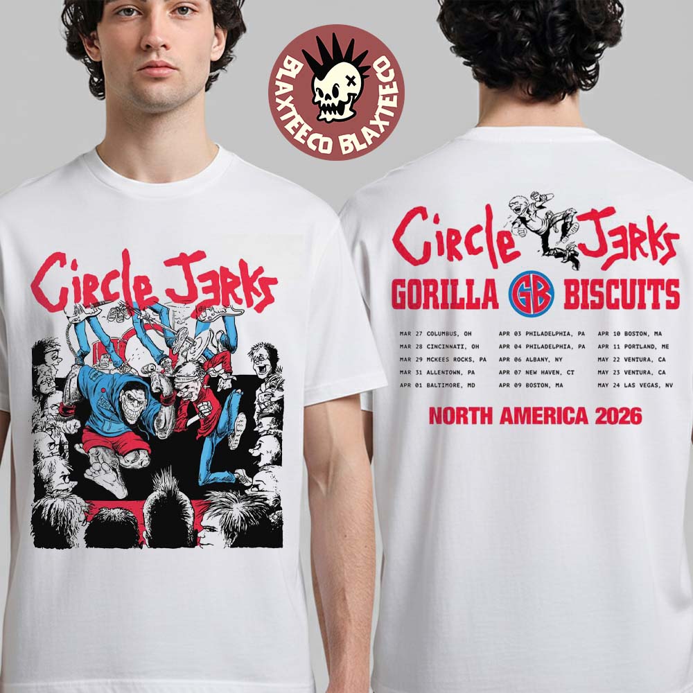 Circle Jerks With Gorilla Biscuits North America Tour 2026 Merch With Dates Back Two Sided T-Shirt