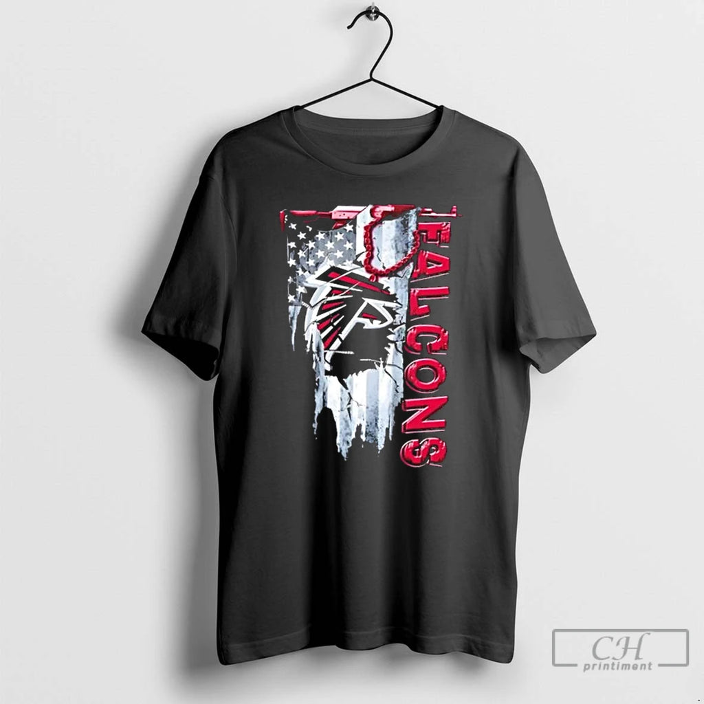 Classic Atlanta Falcons Football Battle Shattered Usa Flag Rip Design