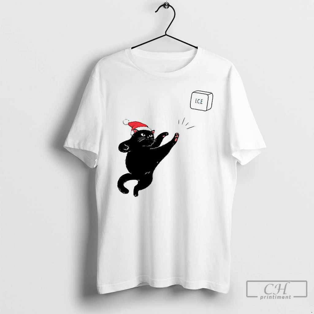 Classic Black Cat Christmas Abolish Ice Fuck Ice Caricature