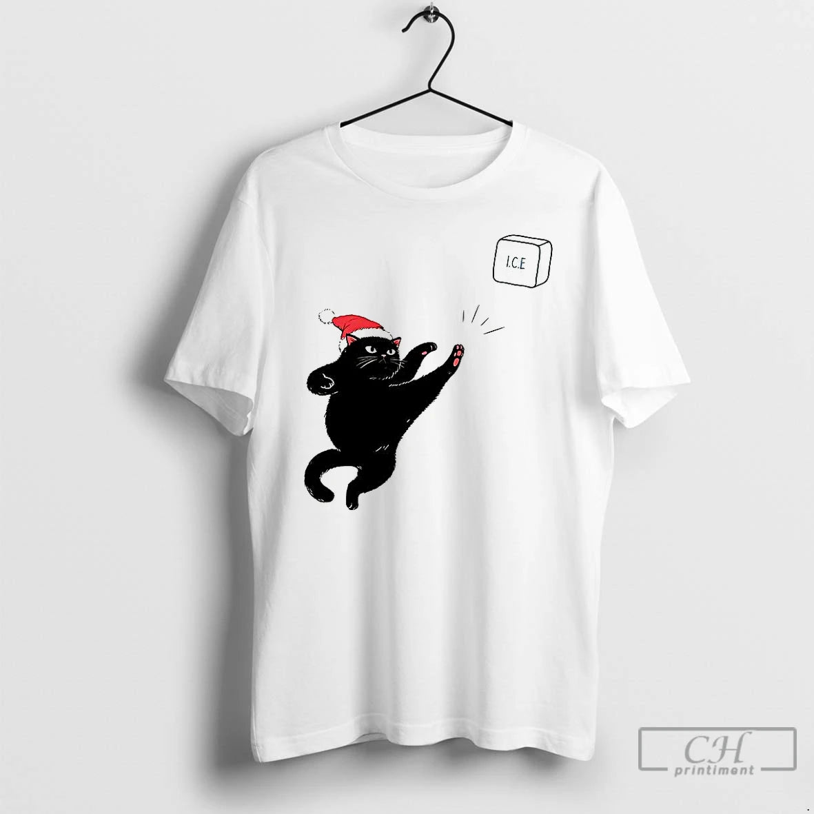 Classic Black Cat Christmas Abolish Ice Fuck Ice Caricature