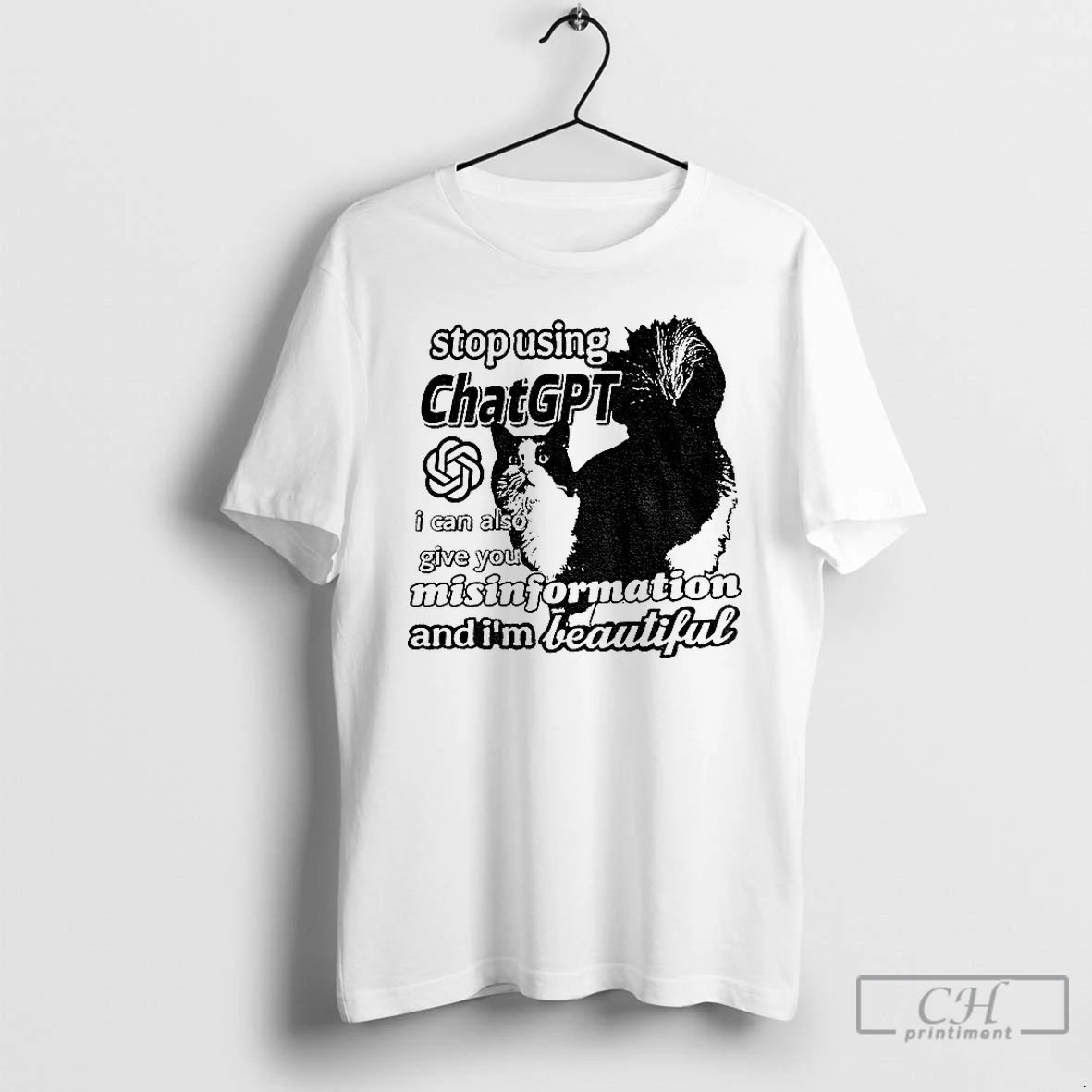 Classic Chat Gpt Cat Meme Stop Using I Can Also Give You Misinformation T Shirts