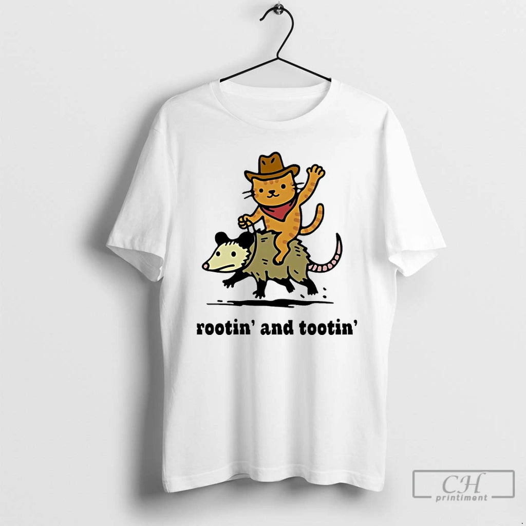 Classic Cowboy Cat Riding Possum Rootin And Tootin Funny