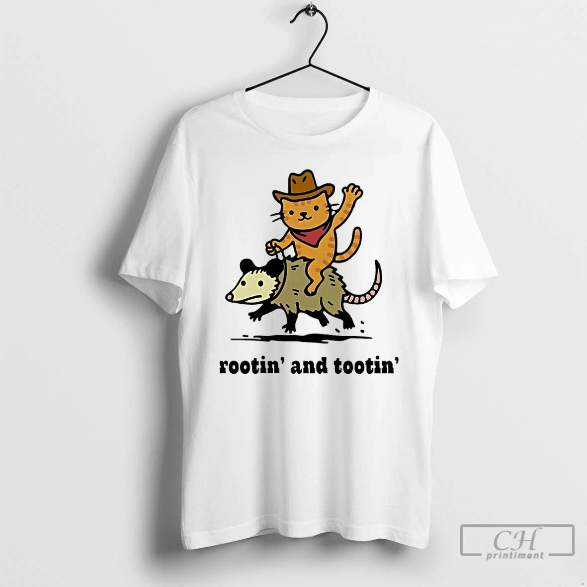 Classic Cowboy Cat Riding Possum Rootin And Tootin Funny