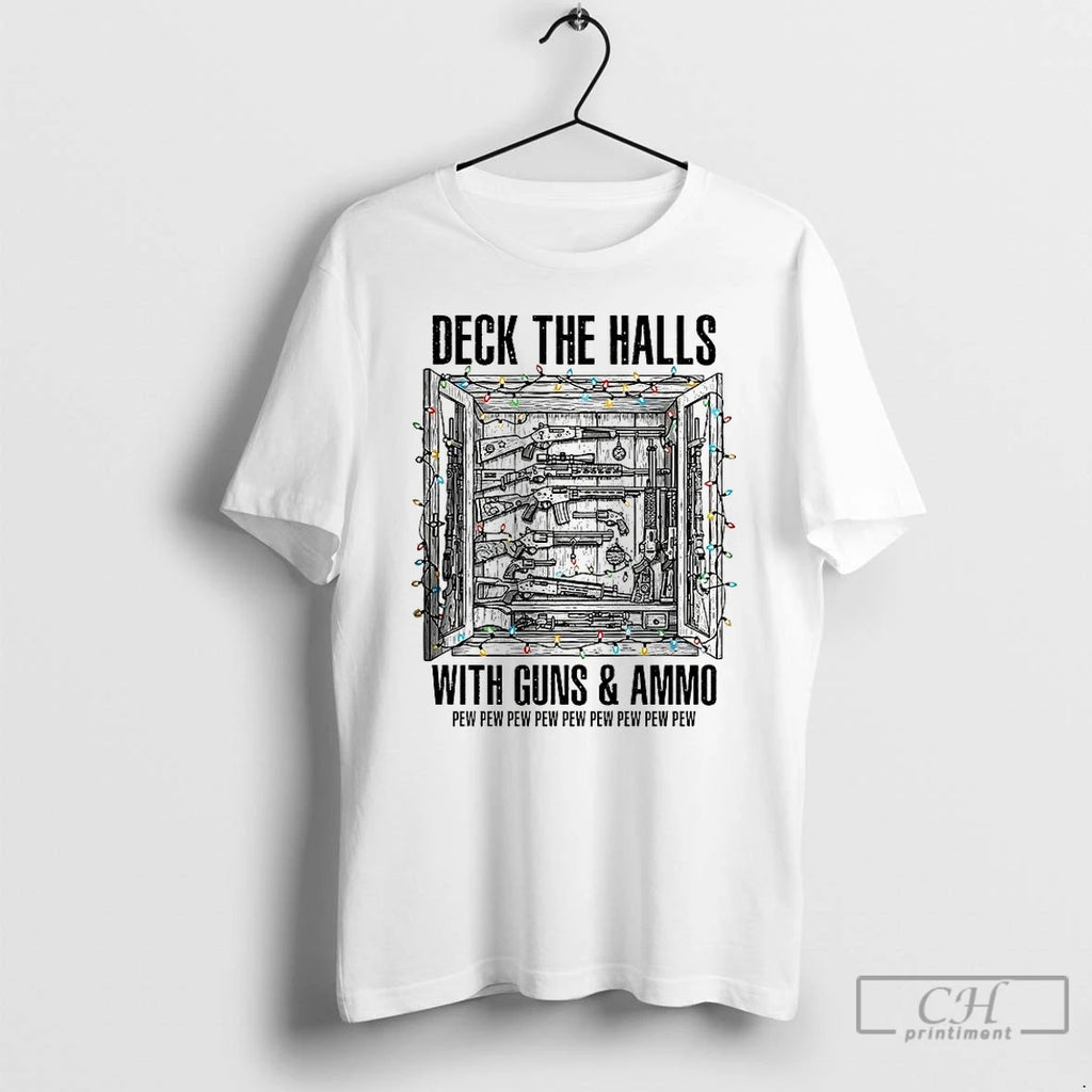 Classic Deck The Halls With Guns And Ammo Pew Pew Pew Pew Pew Christmas Light