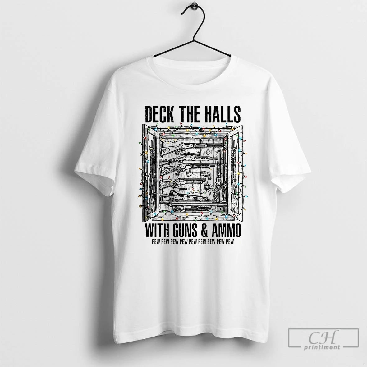 Classic Deck The Halls With Guns And Ammo Pew Pew Pew Pew Pew Christmas Light
