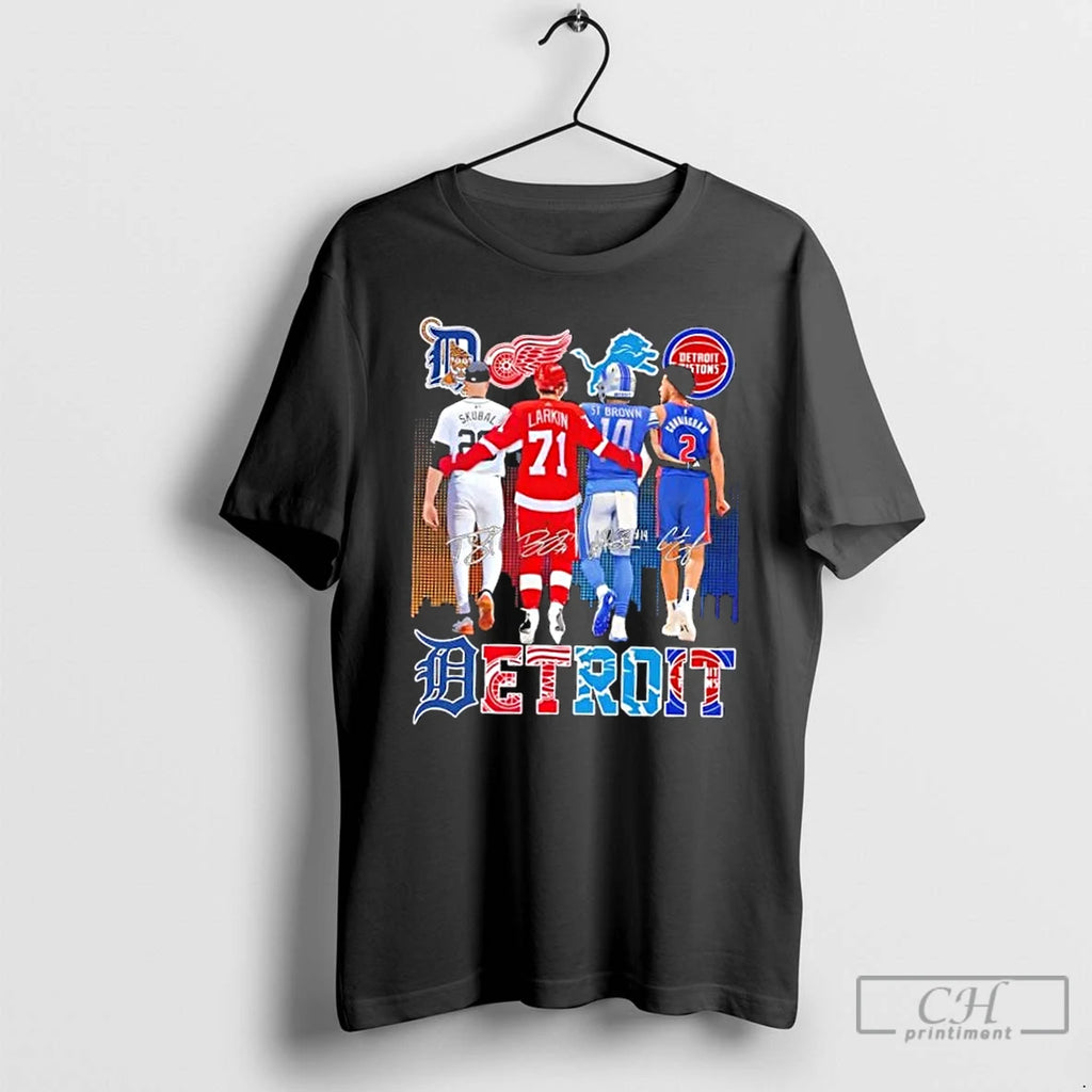Classic Detroit City Sports Legends Skyline Signatures