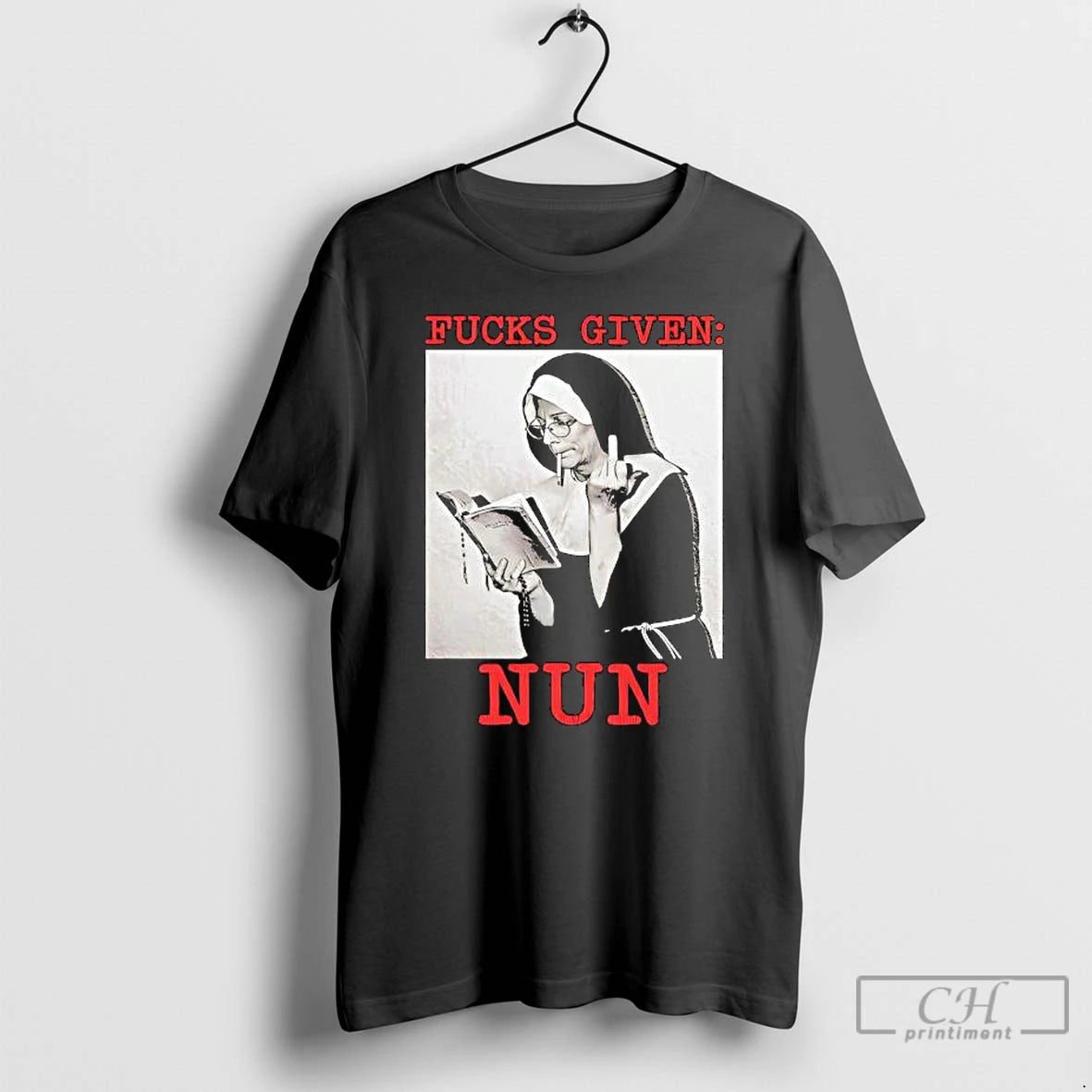 Classic Fucks Given Nun Smoking Giving The Middle Finger Graphic