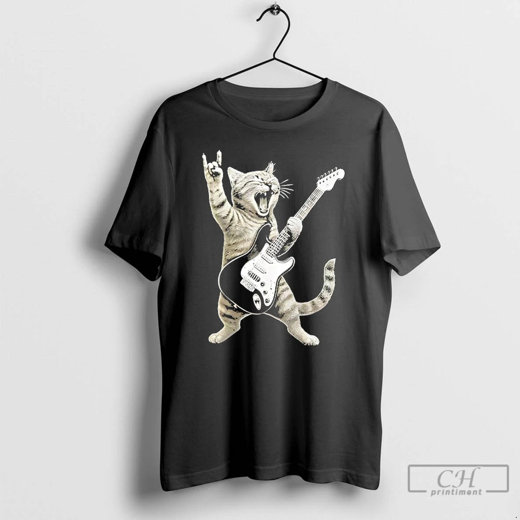Classic Funny Cat Playing Guitar Rock And Roll
