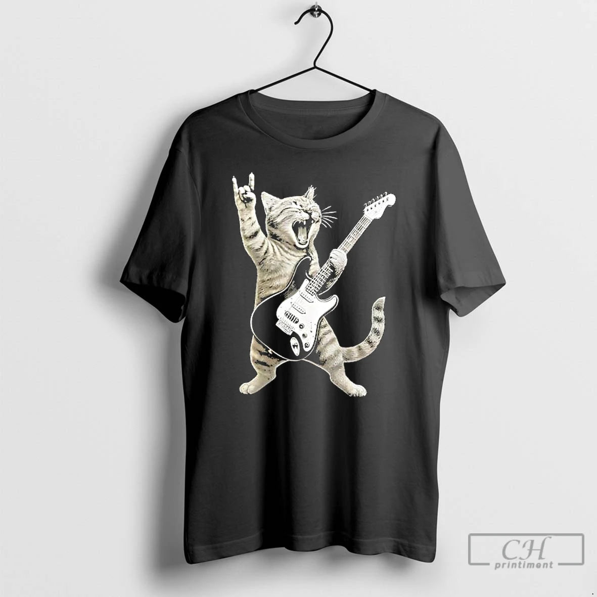 Classic Funny Cat Playing Guitar Rock And Roll