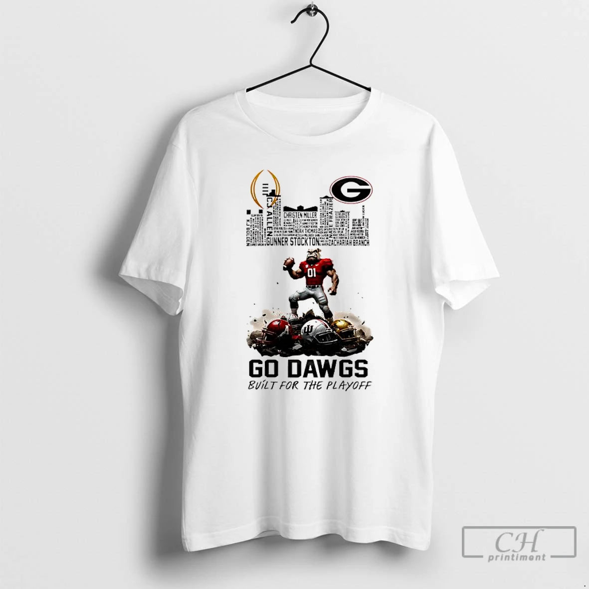 Classic Georgia Bulldogs Bulit For Playoff 2025 2026 Cfp Mascot Skyline