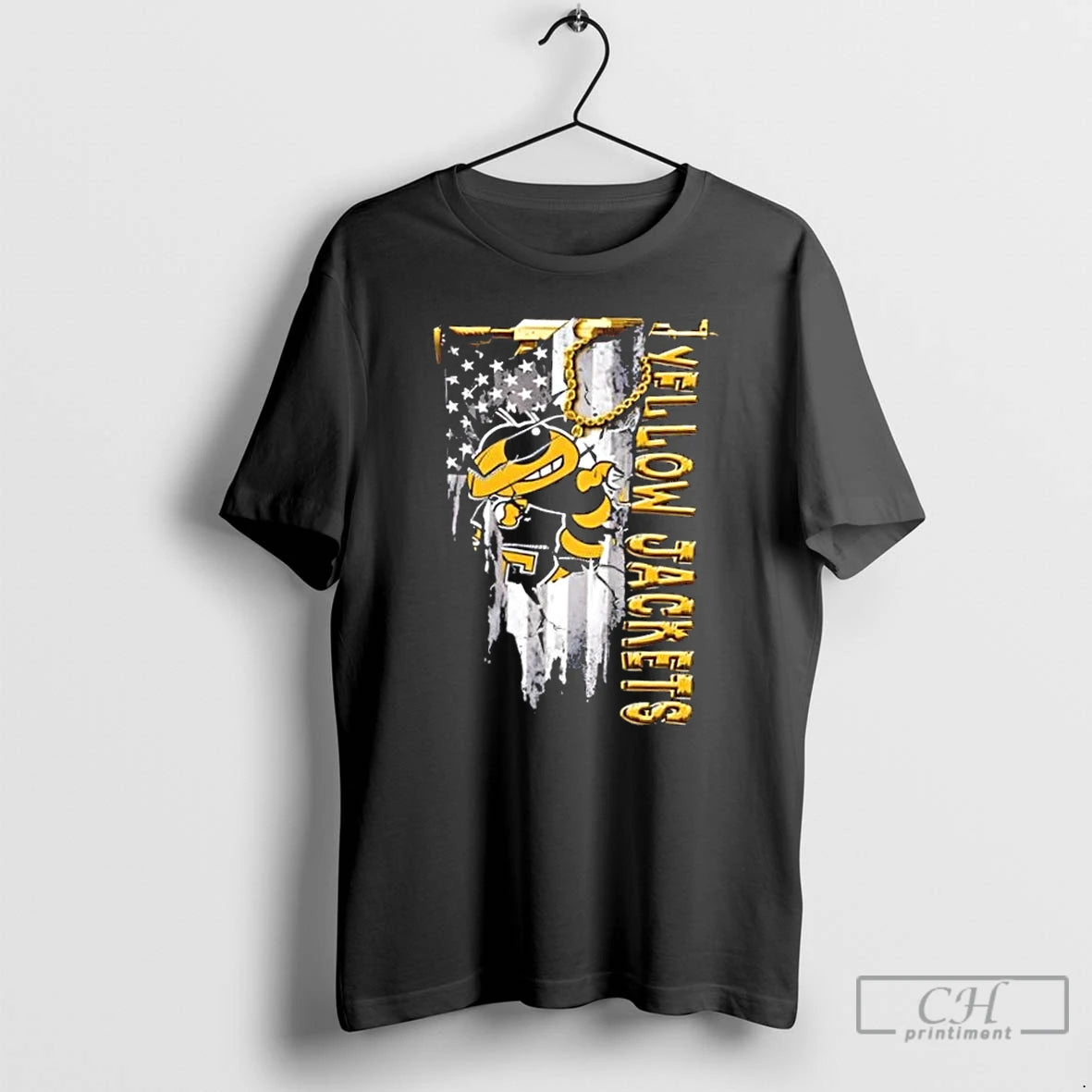 Classic Georgia Tech Yellow Jackets Football Battle Shattered Usa Flag Rip Design T Shirts Sweater