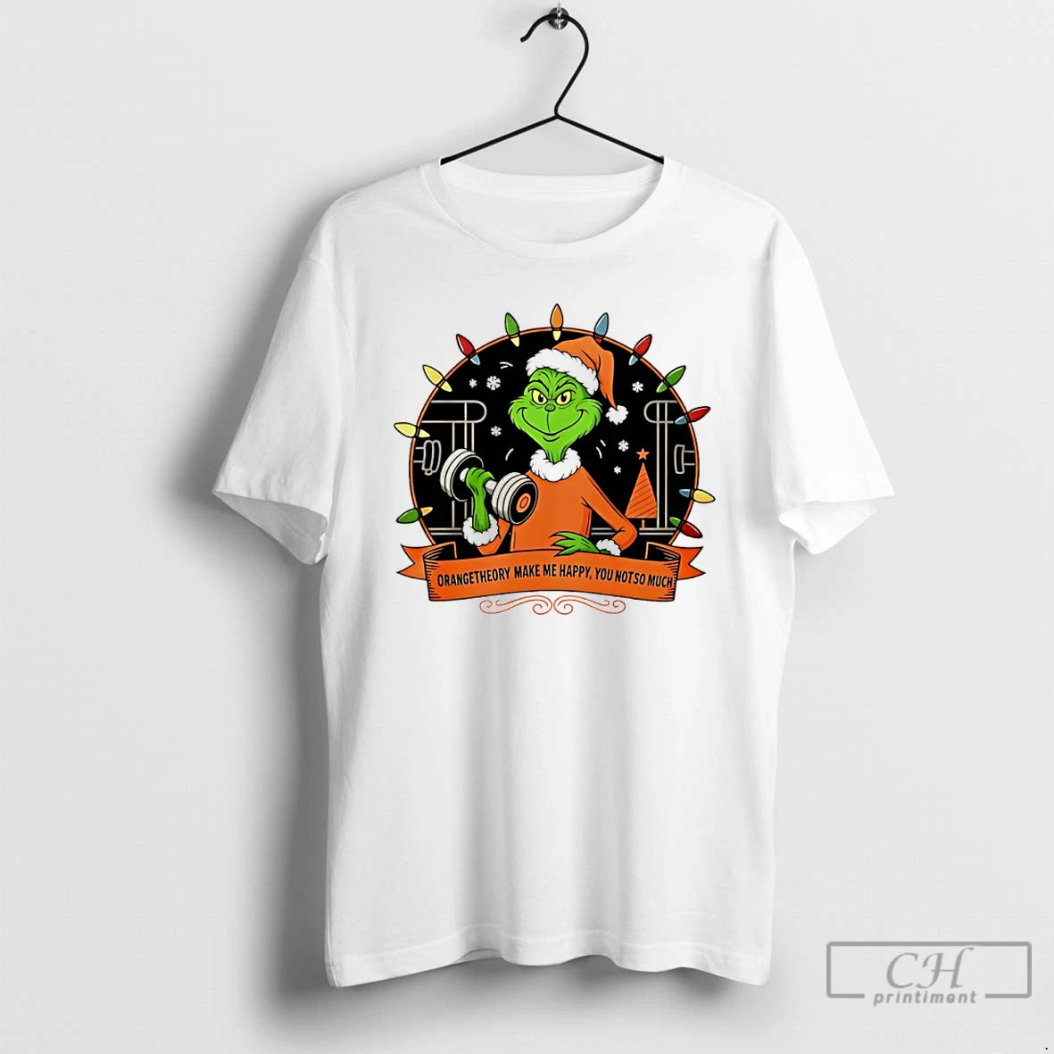 Classic Grinch Santa Orange Theory Make Me Happy You Not So Much Christmas Lights