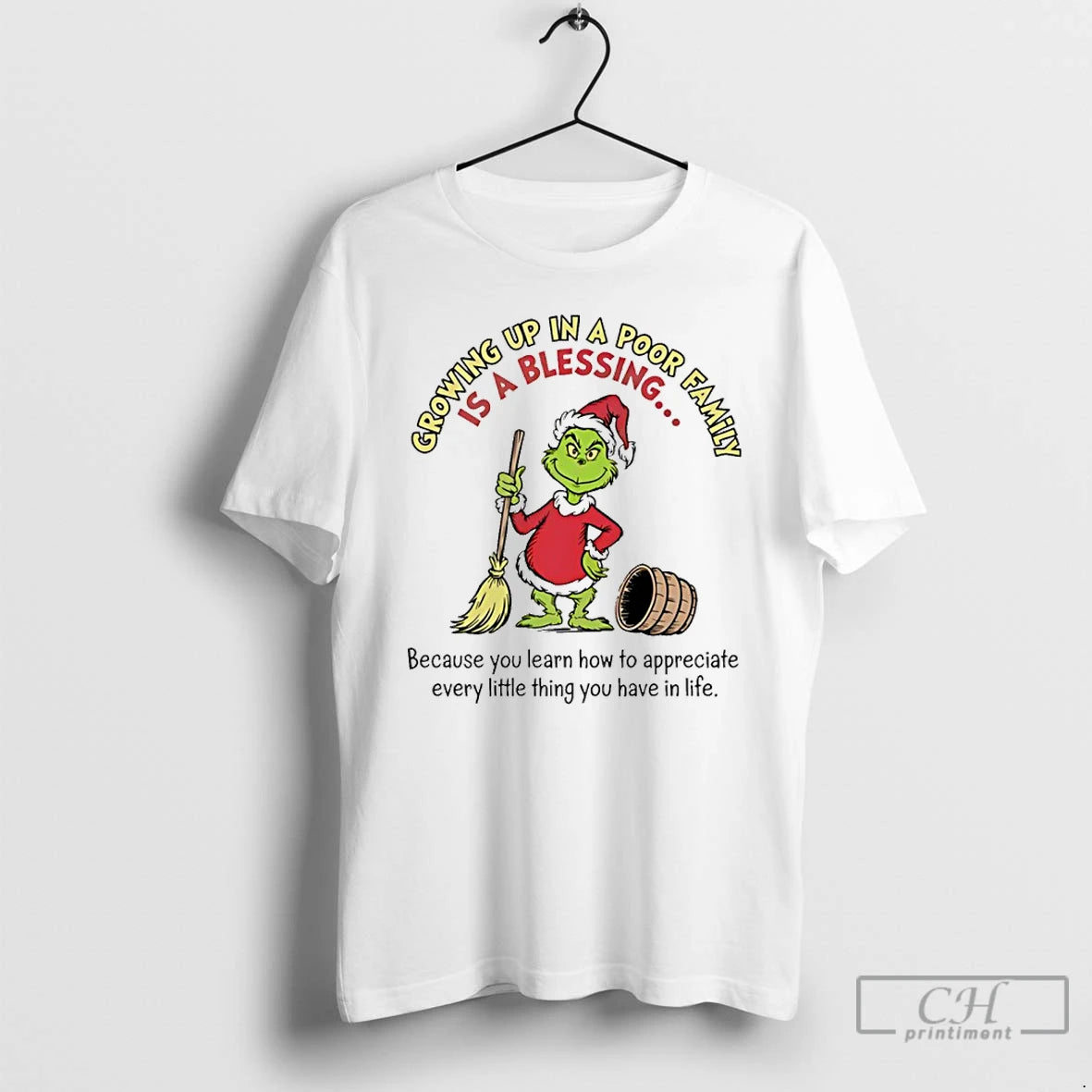 Classic Grinch Growing Up In A Poor Family Is A Blessing Christmas T Shirts Sweater