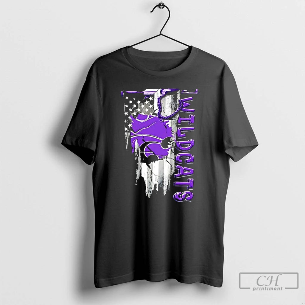 Classic Kansas State Wildcats Football Battle Shattered Usa Flag Rip Design