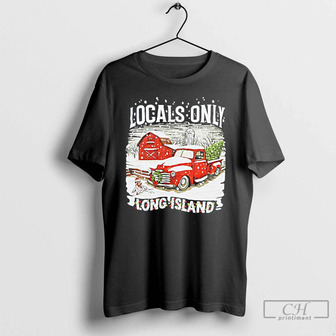 Classic Locals Only Long Island Christmas Red Truck