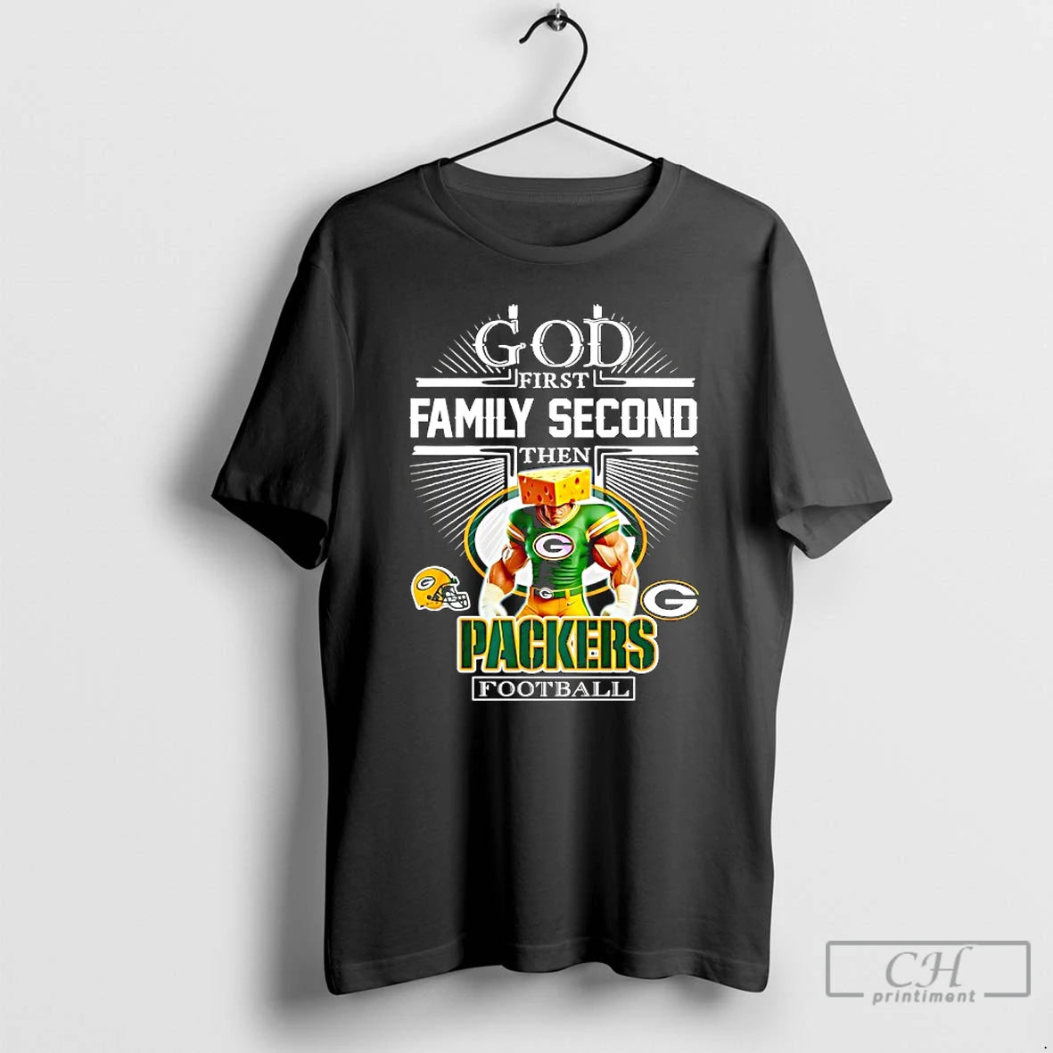 Classic Mascot Of Green Bay Packers God First Family Second Then Football T Shirts Sweater
