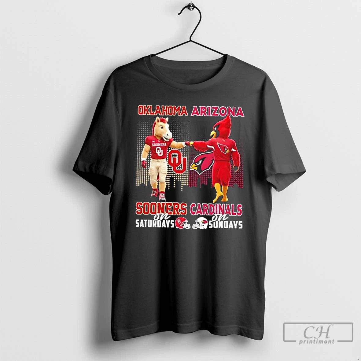 Classic Mascots Oklahoma Sooners On Saturdays X Arizona Cardinals On Sundays Skyline T Shirts Sweater