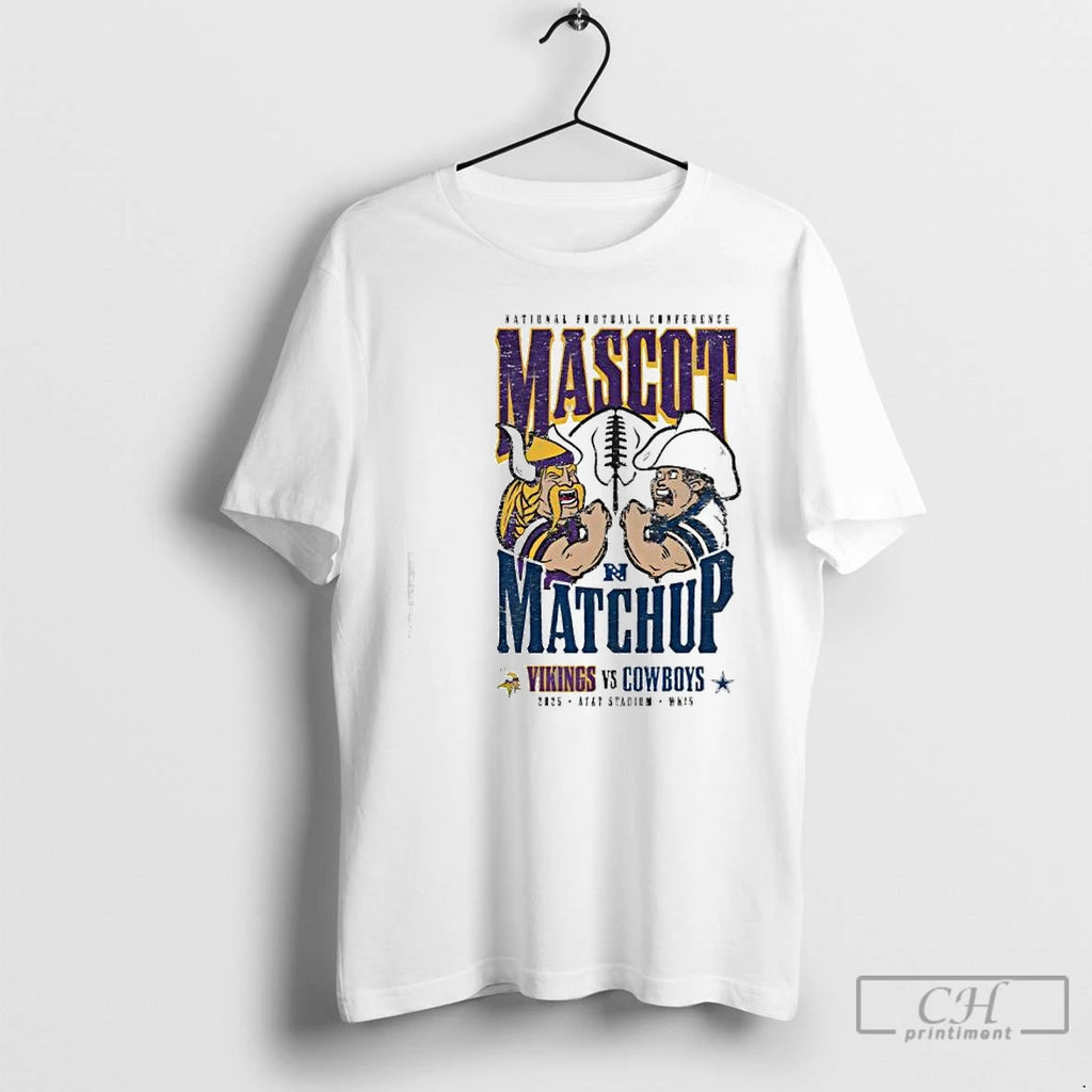 Classic Minnesota Vikings X Dallas Cowboys National Football Conference Mascot Att Stadium 2025 T Shirts