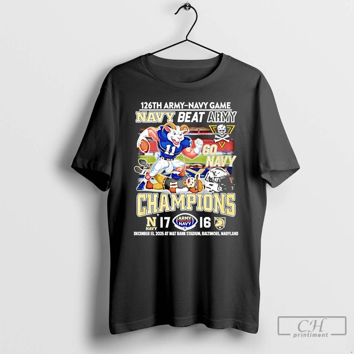 Classic Navy Midshipmen 126th Army Navy Game Champions Navy Beat Army Mascot T Shirts Sweater