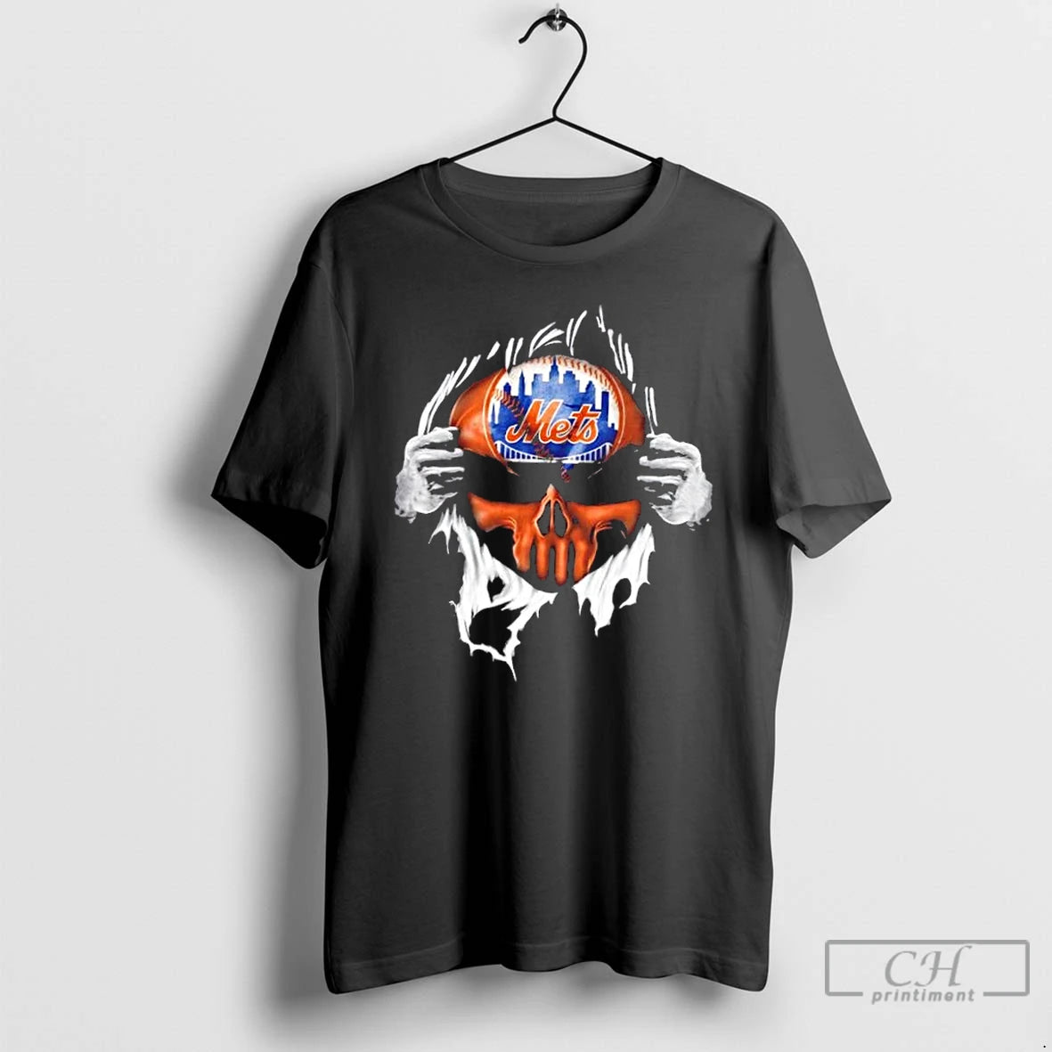 Classic Ripped From The Chest Skull Deep New York Mets Till The Grave T Shirts