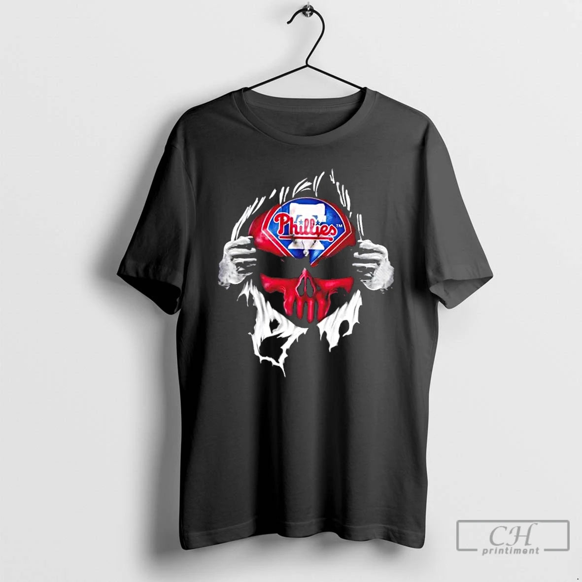 Classic Ripped From The Chest Skull Deep Philadelphia Phillies Till The Grave T Shirts Sweater