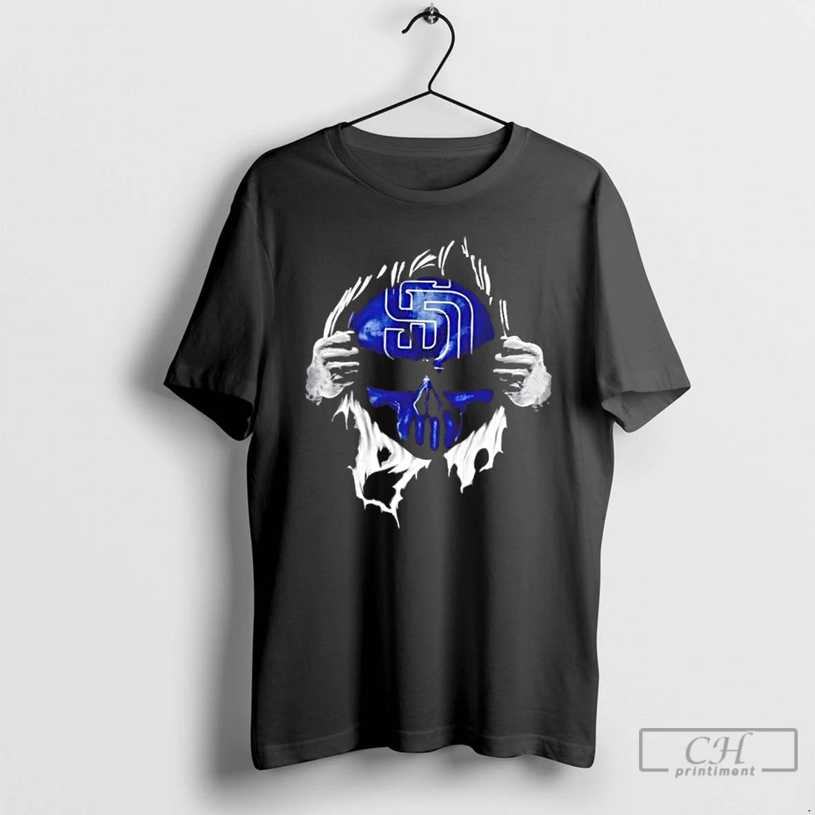 Classic Ripped From The Chest Skull Deep San Diego Padres Till The Grave T Shirts