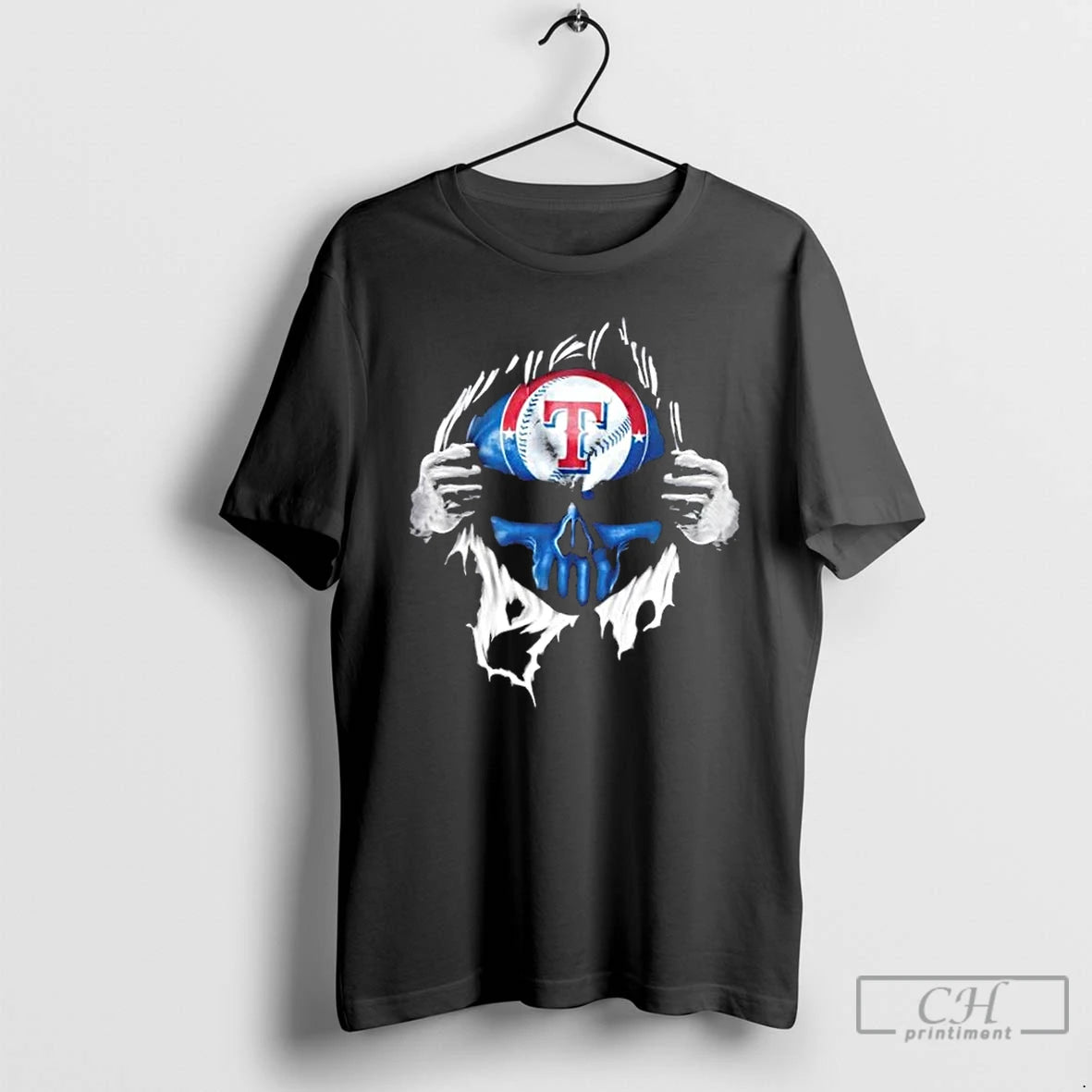 Classic Ripped From The Chest Skull Deep Texas Rangers Till The Grave T Shirts Sweater