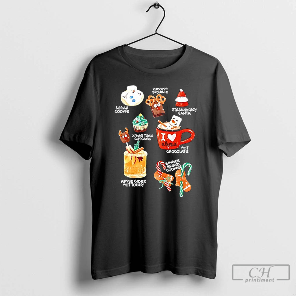 Classic Rudolph Brownie Sugar Cookies Hot Chocolate Strawberry Santa Merry Christmas 2025 T Shirts Sweater