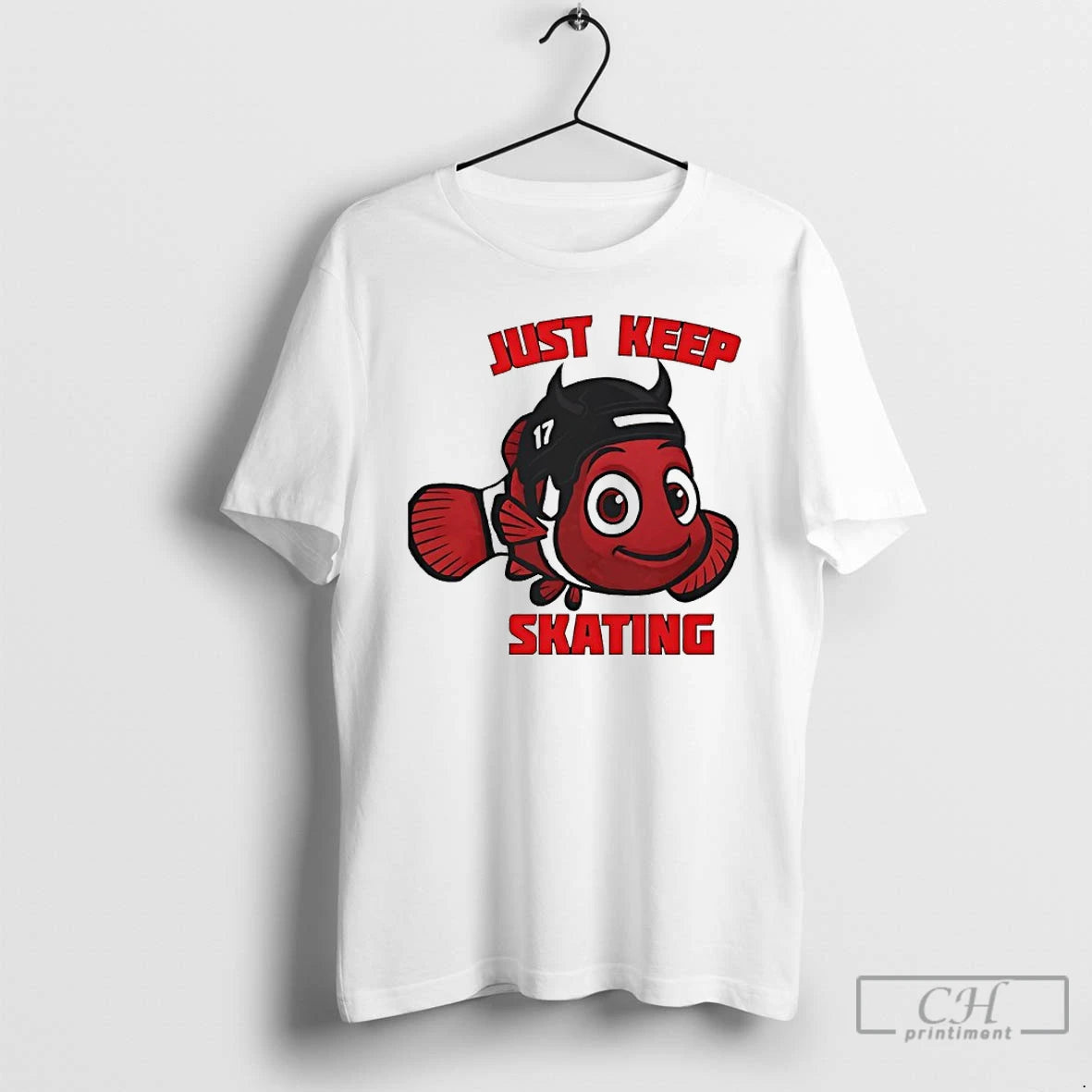Classic Simon Nemec Just Keep Skating Fish Finding 17 New Jersey Devils Hockey T Shirts