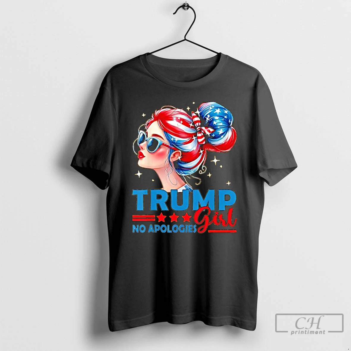 Classic Trump Girl No Apologies American Flag Colors