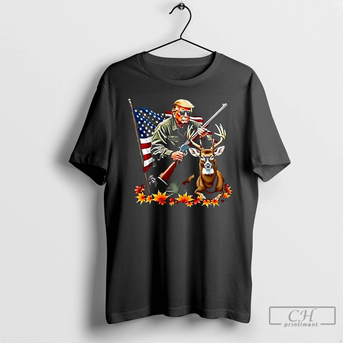 Classic Trump Hunting Deer American Flag