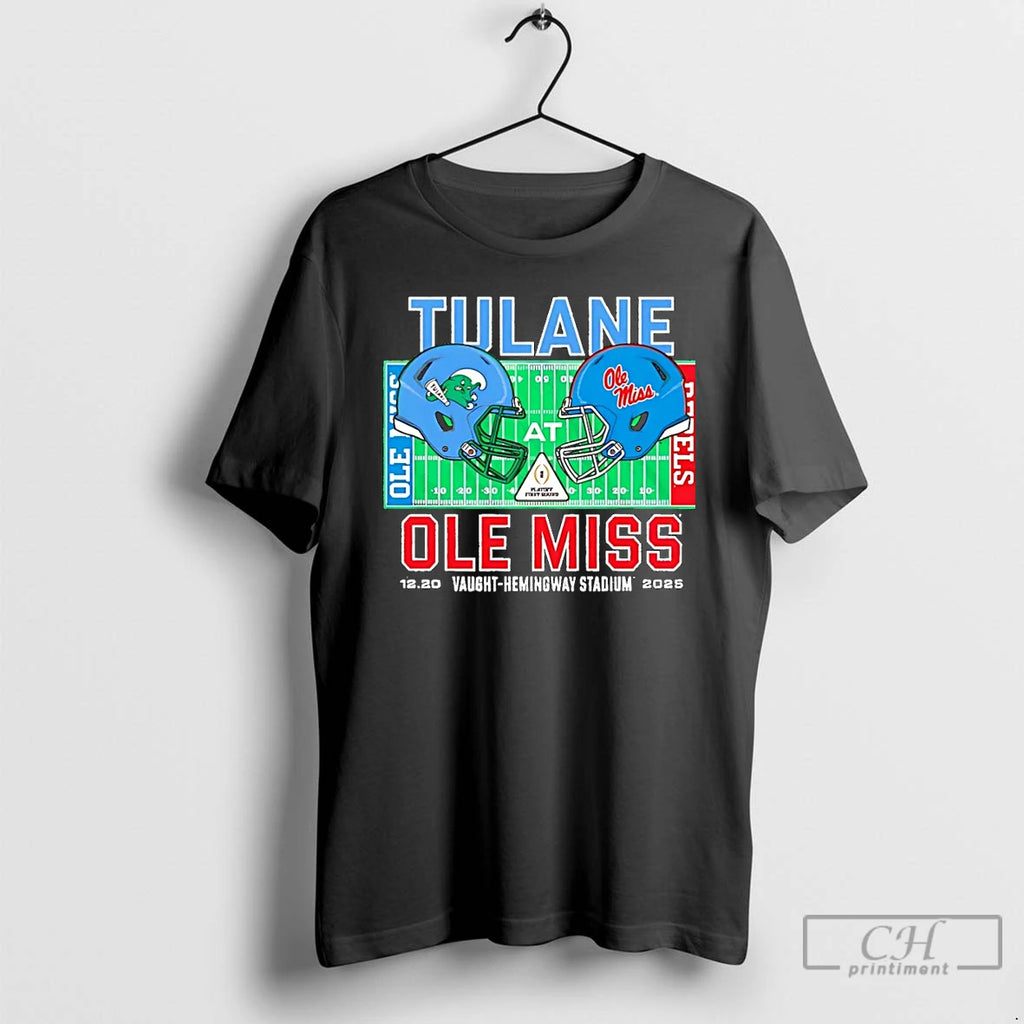 Classic Tulane Vs Ole Miss 2025 College Football Playoff Head To Head Christmas T Shirts