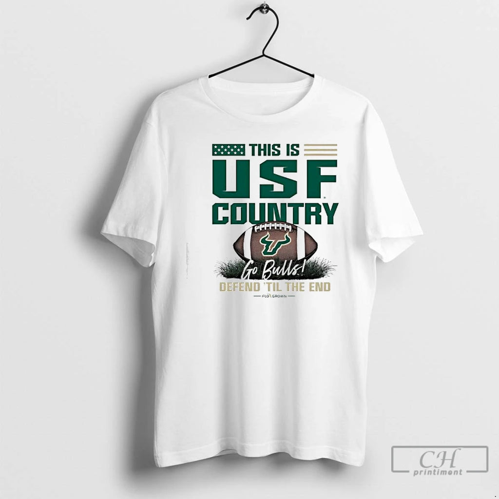 Classic University Of South Florida Bulls Football Go Bulls Defend Til The End T Shirts