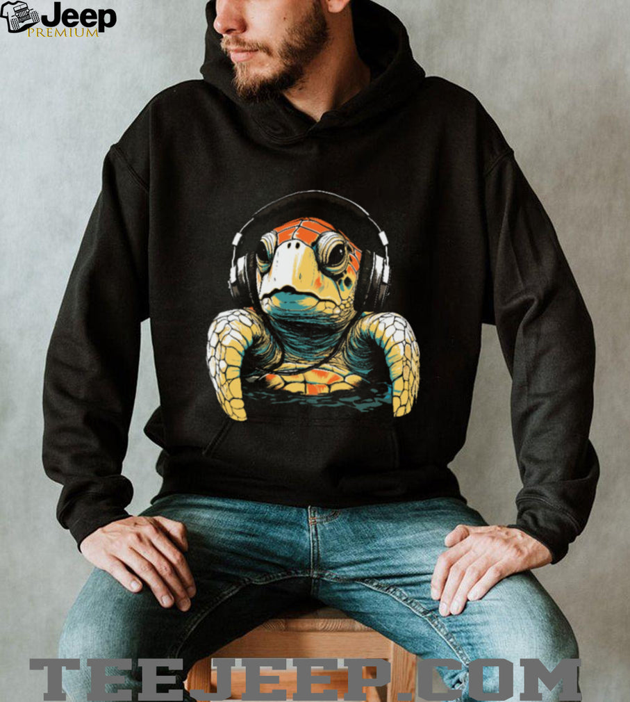 Colorful Sea Turtle Wearing DJ Headphones Graphic Tee