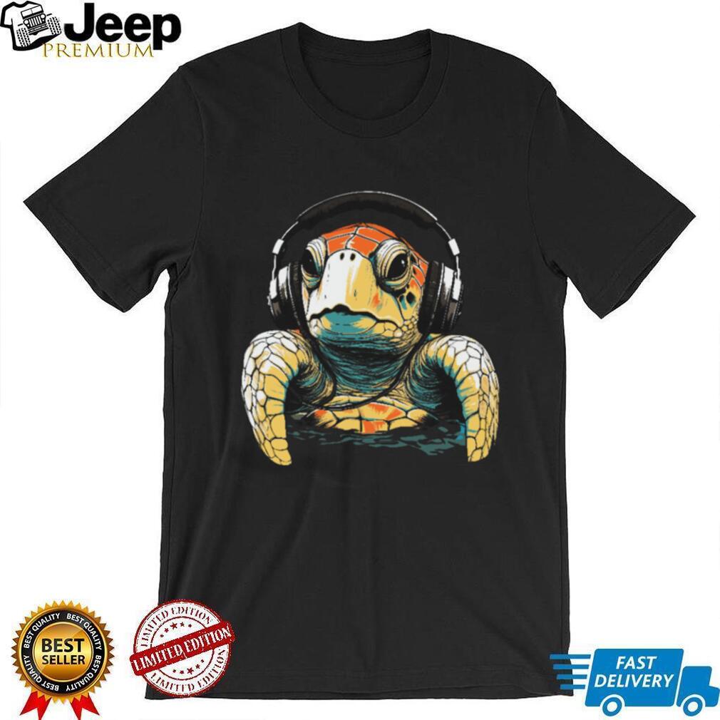 Colorful Sea Turtle Wearing DJ Headphones Graphic Tee