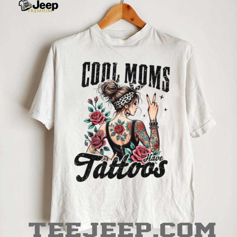 Cool Moms Have Tattoos Rocker Mom Leopard Bandana Tattooed Graphic Tee