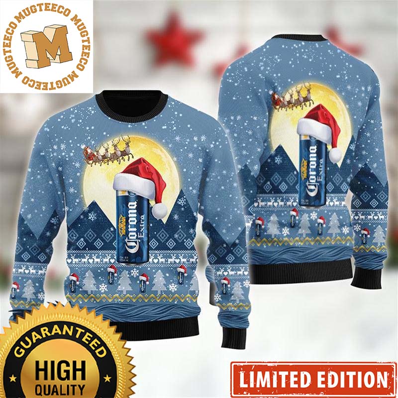 Corona Extra Beer Santa Claus Sleigh Christmas Ugly Sweater 2023