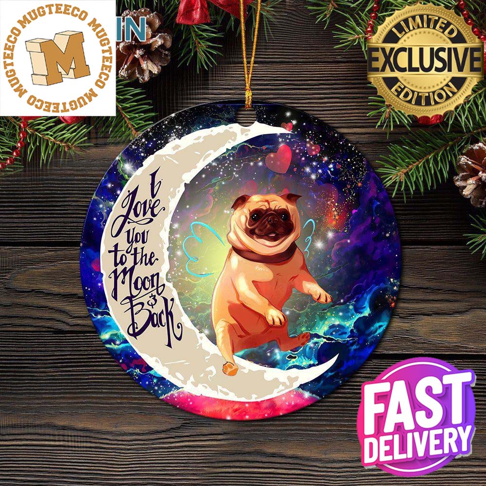 Cute Bull Dog Love You To The Moon And Back Galaxy Christmas Decorations Ornament